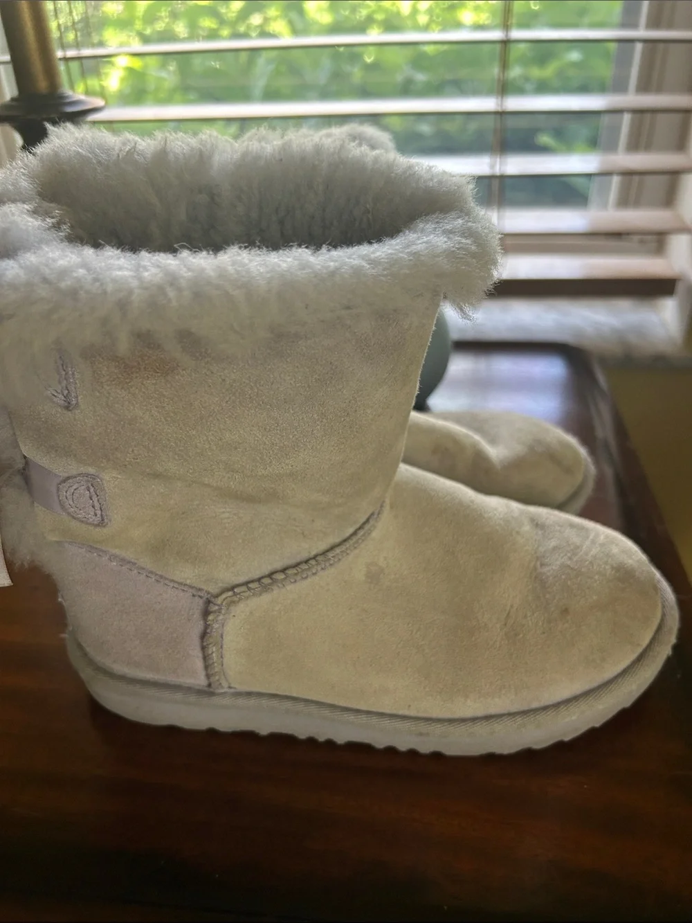 UGG Lavender Kids Bailey Bow Plush Shearling Lined Boots